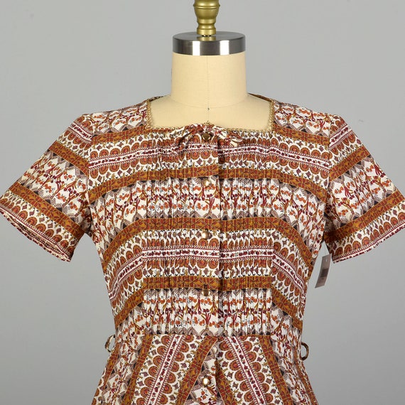 XL 1950s Novelty Print Cotton Day Dress - image 3