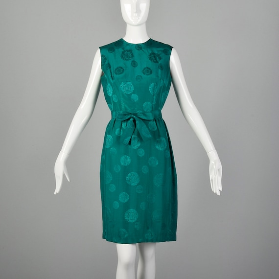 Small 1960s Green Dress Silk Asian Chinese Inspir… - image 1