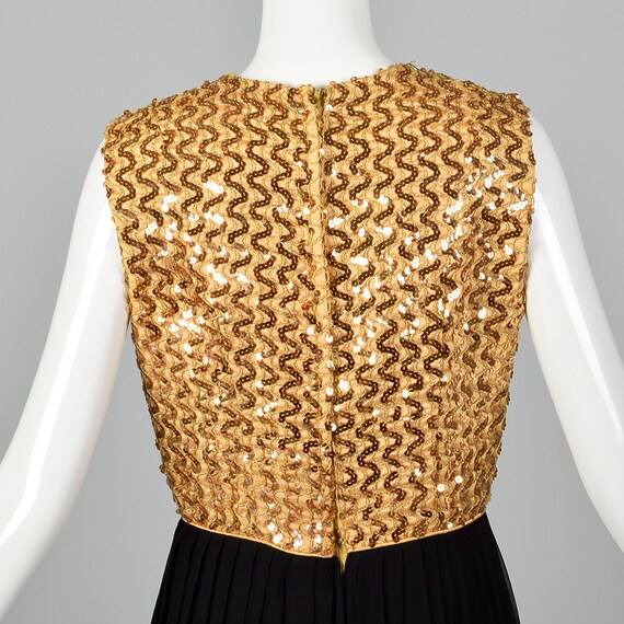 Small 1960s Party Dress Gold Sequin Bodice Sleeve… - image 5