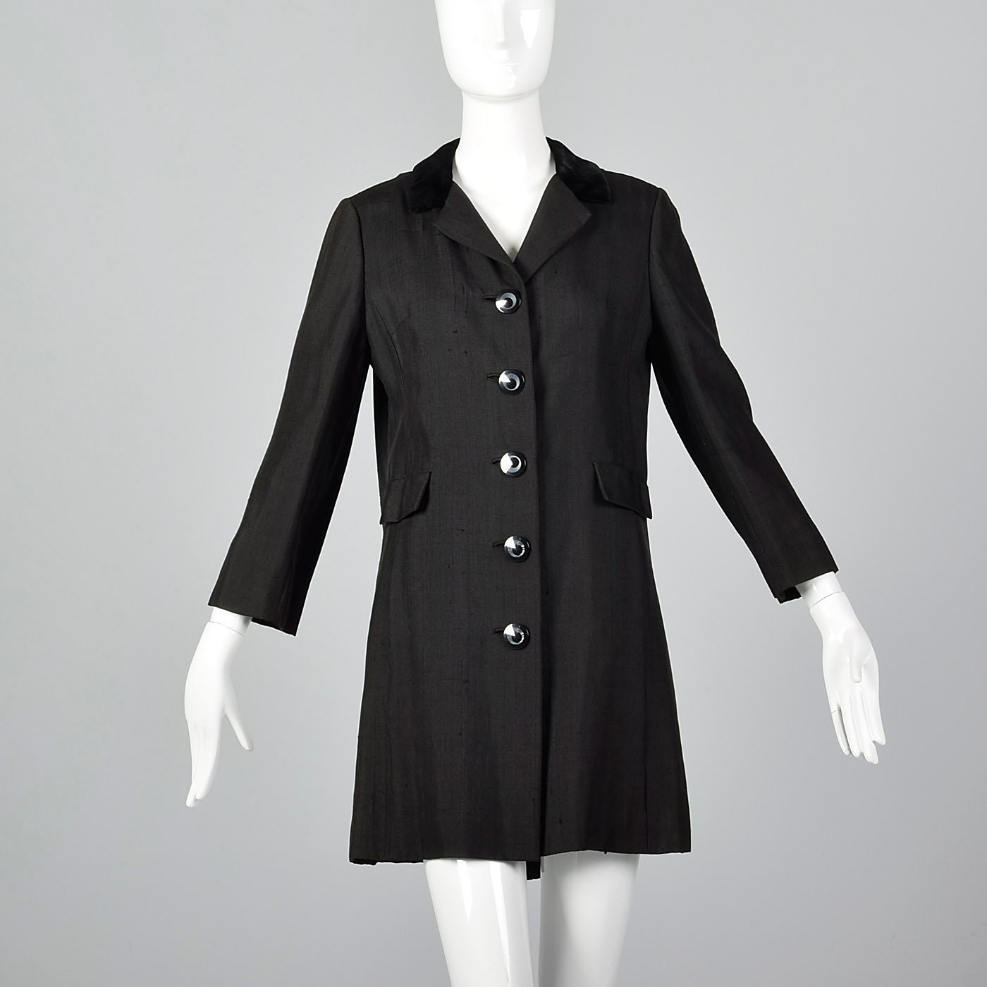 Small Black Top Coat Style Jacket Vintage 60s Velvet Collar - Etsy