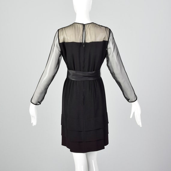 XS 1950s Illusion Bodice Party Dress Sheer Satin … - image 4