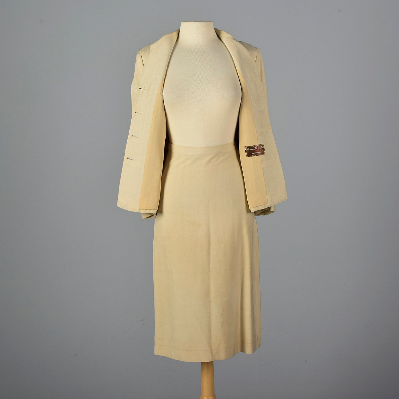 XS 1940s Beige Two Piece Skirt Suit Long Sleeve Separates - Etsy