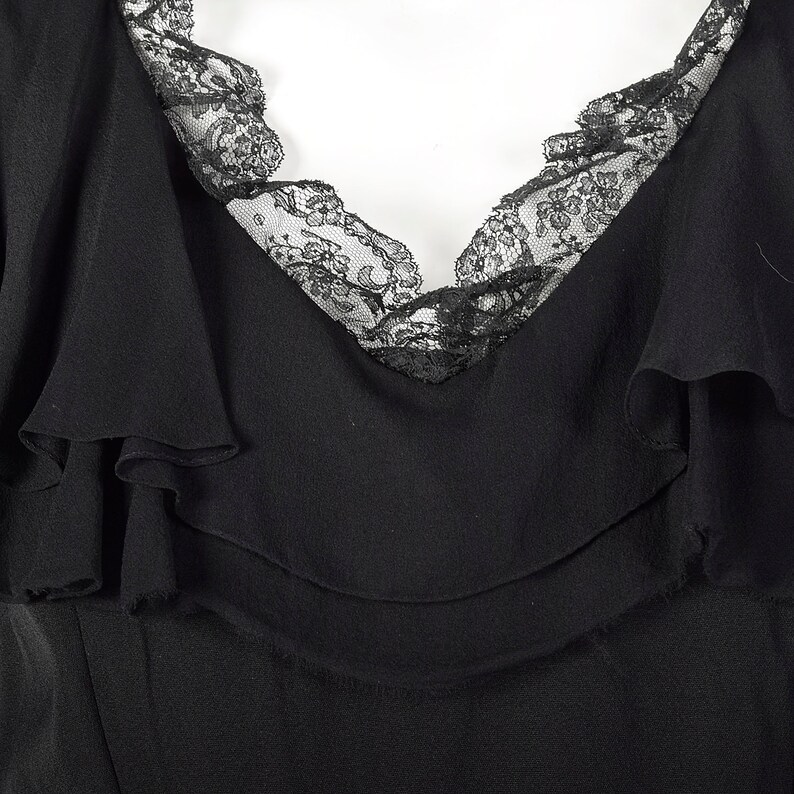 1950s Black Rayon Dress with Velvet Trim main image 0