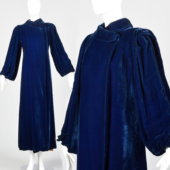 XXS 1940s Coat Blue Velvet Opera Coat Full Length