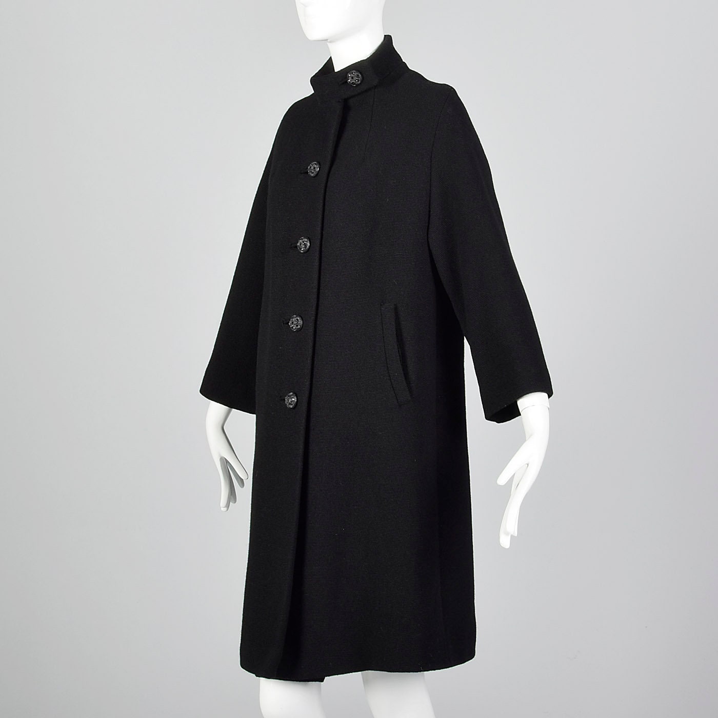 Medium Heavy Winter Coat Pockets Black Buttons Lined Standing - Etsy