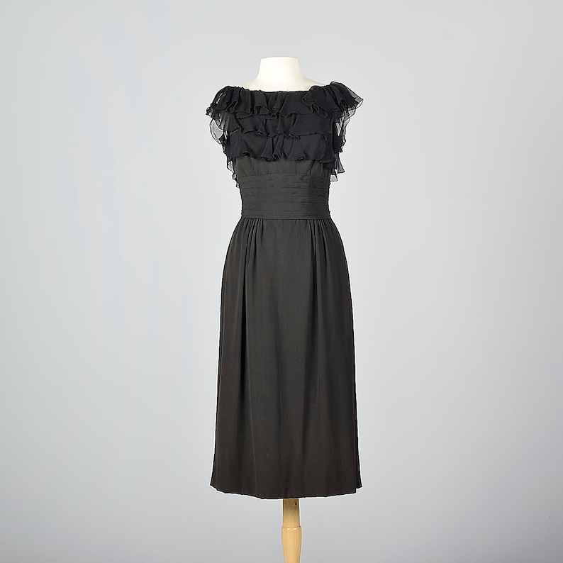 Small 1940s Little Black Dress Pencil Dress Summer Evening Dress Cocktail Dress Vintage 40s Hourglass Dress