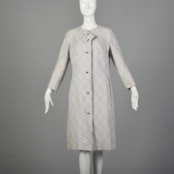 Medium 1960s Gray and White Dress Coat Lightweigh… - image 1