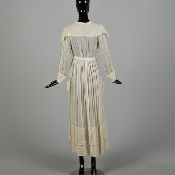XS 1910s Cotton Lawn Summer Dress Edwardian Sheer… - image 2