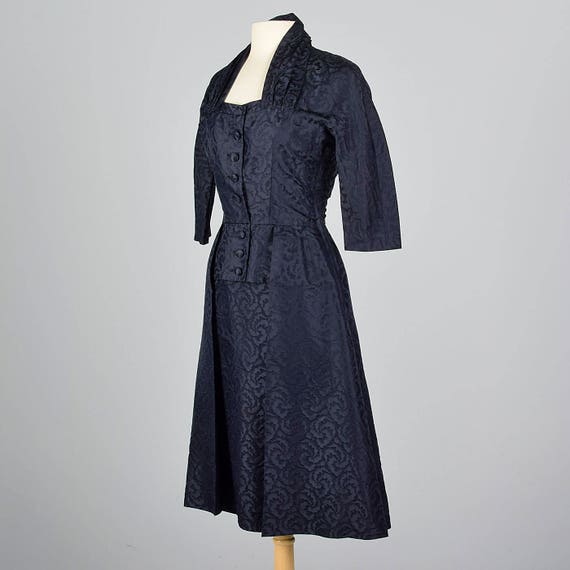 1950s Pierre Balmain Silk Damask Cocktail Dress w… - image 3