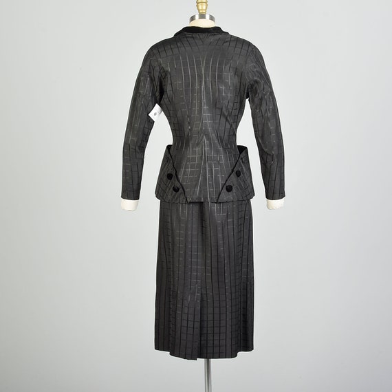 Small 1950s Hourglass Skirt Suit Black Window Pan… - image 2