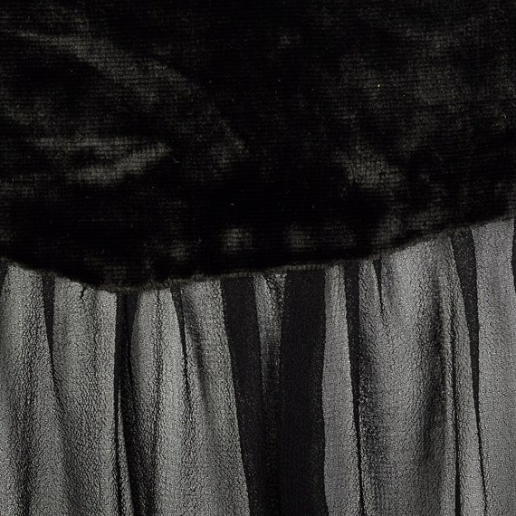 XS 1920s Dress Black Velvet Bodice Sheer Silk Chi… - image 9