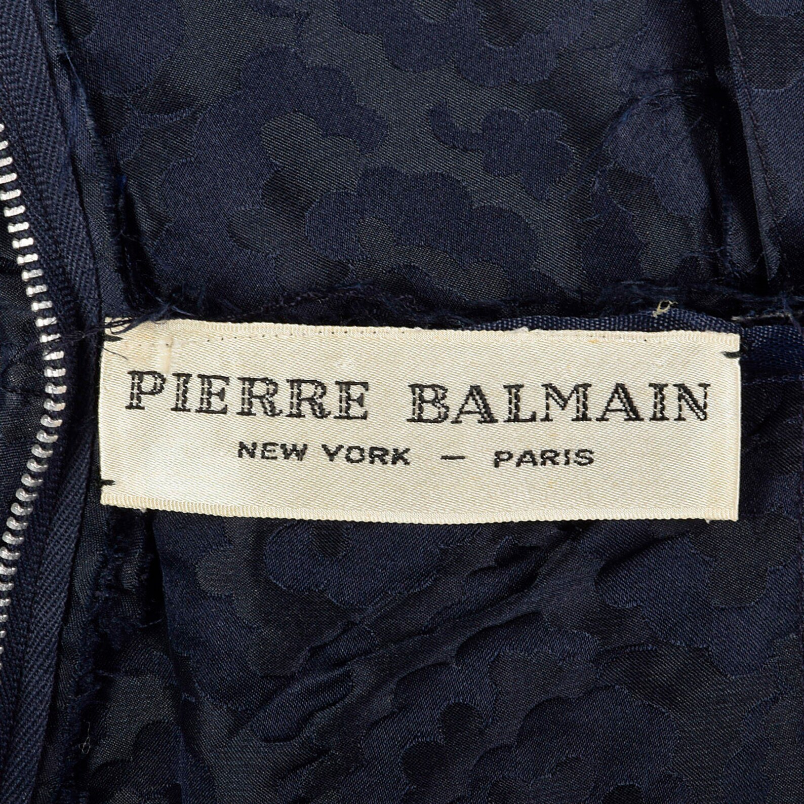 1950s Pierre Balmain Silk Damask Cocktail Dress With Overskirt Navy ...