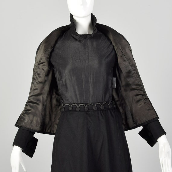 XS 1910s Edwardian Walking Suit Black Wool Cotton… - image 5