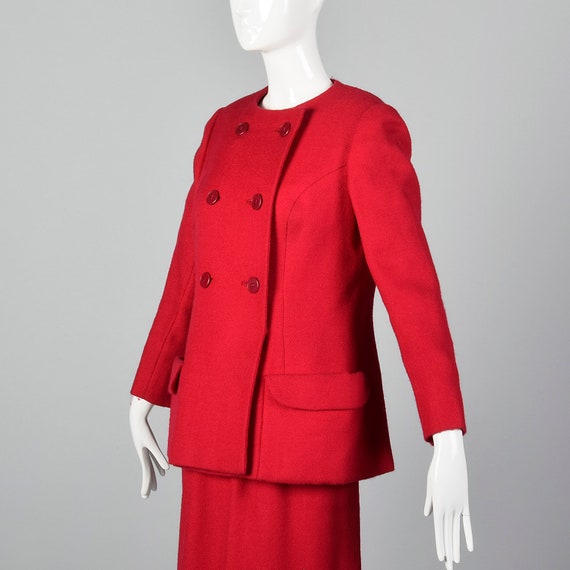 Medium 1960s Wool Skirt Suit Pockets Long Sleeve … - image 5