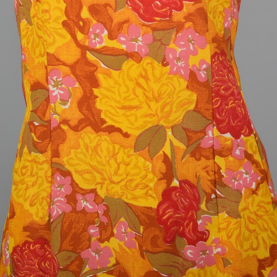 Small 1960s Bright Shift Dress Vibrant Floral Pri… - image 7