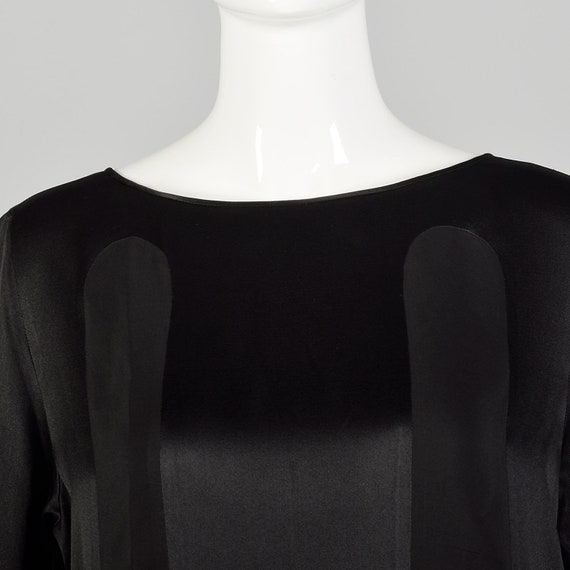 Large 1920s Silk Dress Trumpet Bell Sleeve Black … - image 6