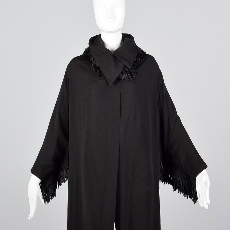 1920s Coat Black Silk Fringe Flapper Opera Coat Evening Formal - Etsy