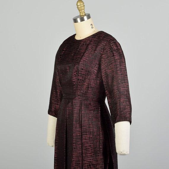 Small 1950s Black Pink Textured Cocktail Dress El… - image 6