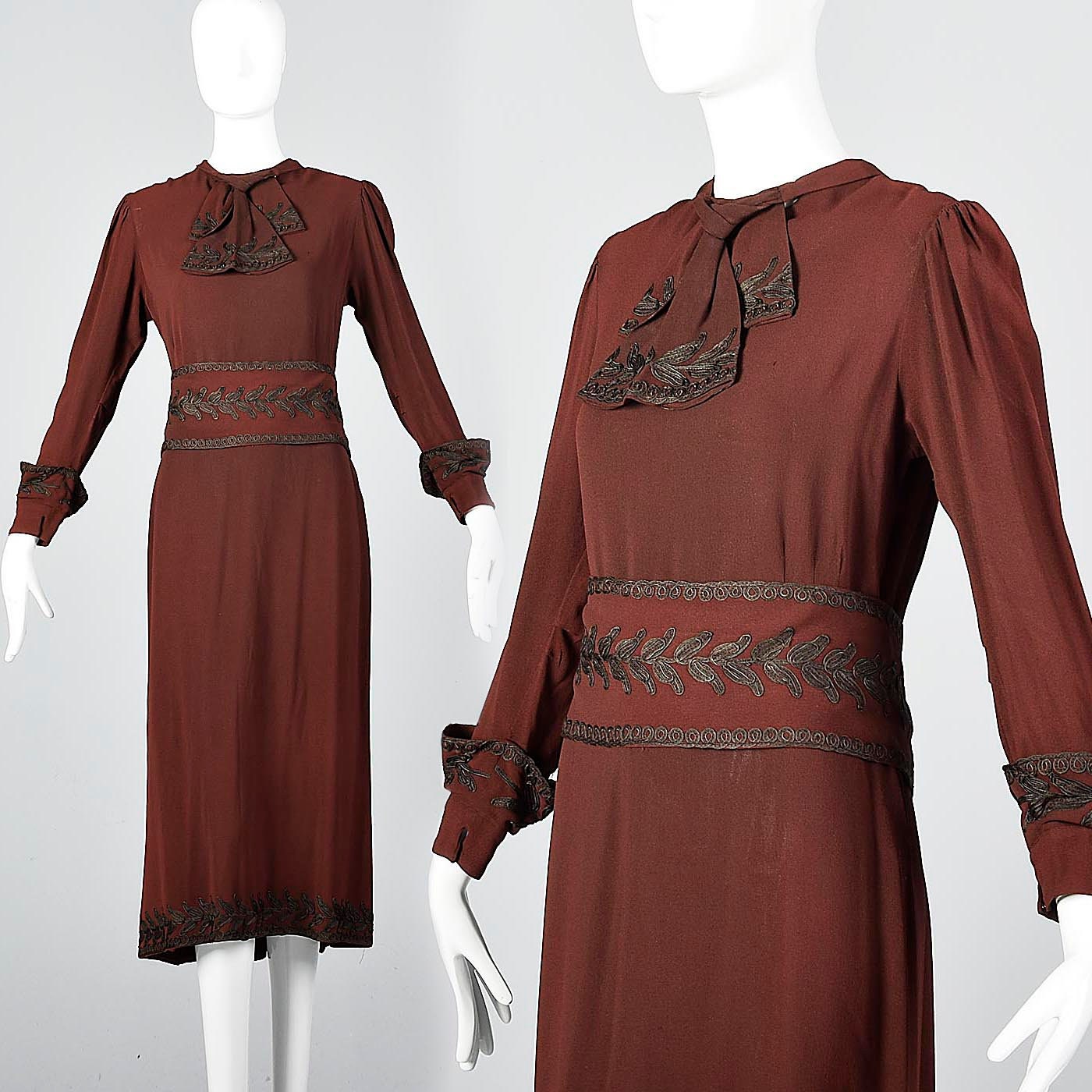 Large 1930s Dress Winter Day Dress Long 