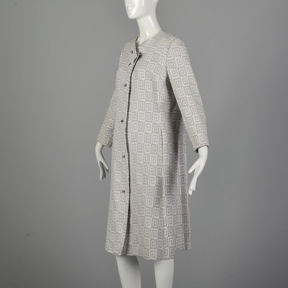 Medium 1960s Gray and White Dress Coat Lightweigh… - image 2
