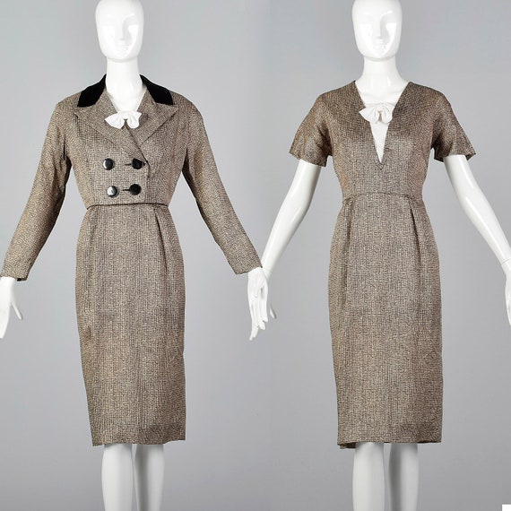 Medium 1950s Dress Set Short Sleeve Pencil Dress Boxy Jacket | Etsy