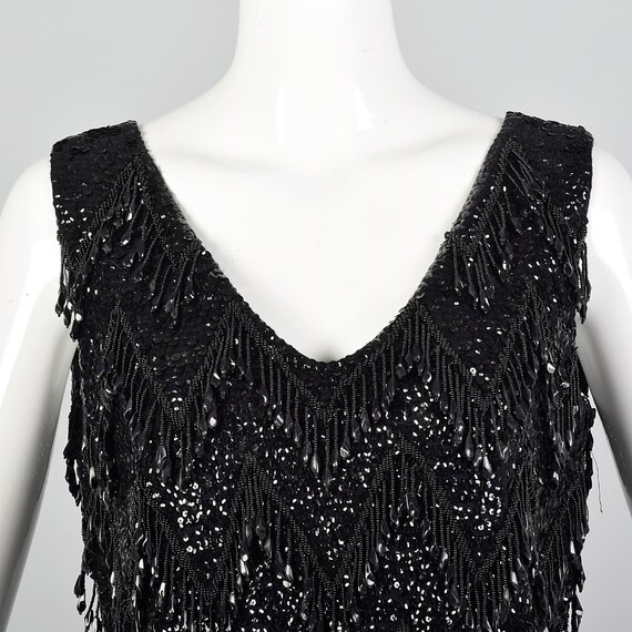 Medium 1960s Top Black Beaded Fringe Blouse Wool … - image 5