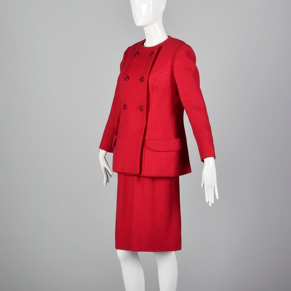 Medium 1960s Wool Skirt Suit Pockets Long Sleeve … - image 2