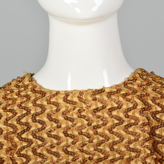 Small 1960s Party Dress Gold Sequin Bodice Sleeve… - image 7