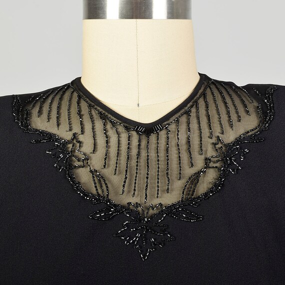 XL 1940s Little Black Dress Rayon Volup Beaded LB… - image 10