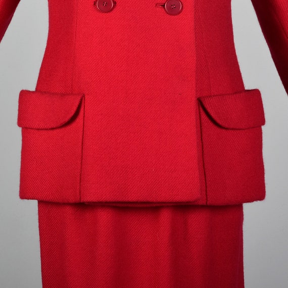 Medium 1960s Wool Skirt Suit Pockets Long Sleeve … - image 8