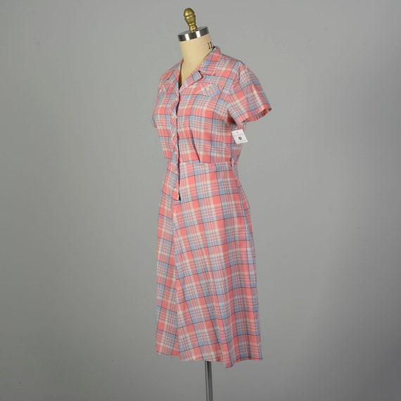 XL 1950s Pink Plaid Summer Day Dress - image 2