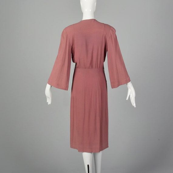 XXS 1940s Day Dress Mauve Button Front Dress Vint… - image 5