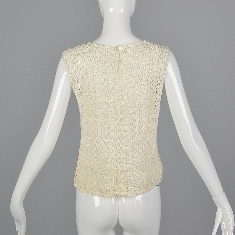 Small 1960s Sleeveless Crochet Top White Open Weave Top - Etsy