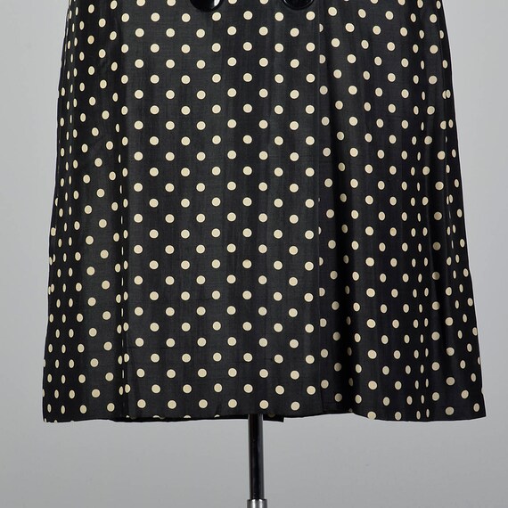 XL 1950s Black Silk Polka Dot Dress Double Breast… - image 9