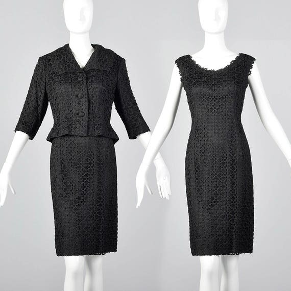 Large 1950s Spiderweb Dress Set Black Lace Spider