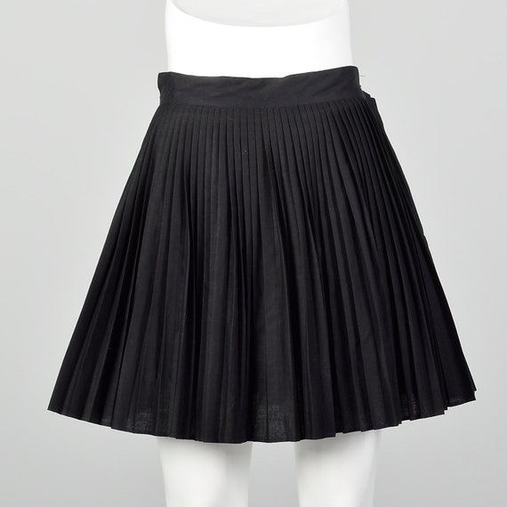 Small 1960s Black Skirt Pleated Micro Mini 60s Che