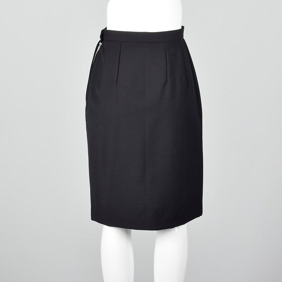 XS Classic Black Pencil Skirt Lightweight Side Zi… - image 4