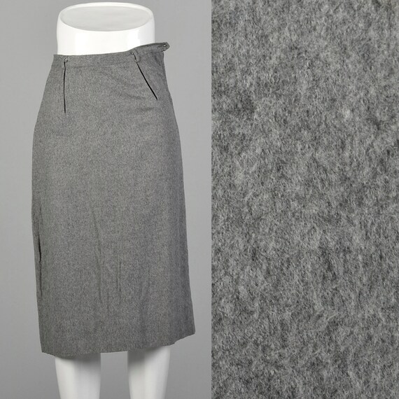 XXS 1940s Gray Skirt Rockabilly Flannel Landgirl P