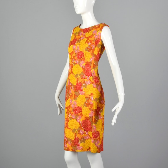 Small 1960s Bright Shift Dress Vibrant Floral Pri… - image 3