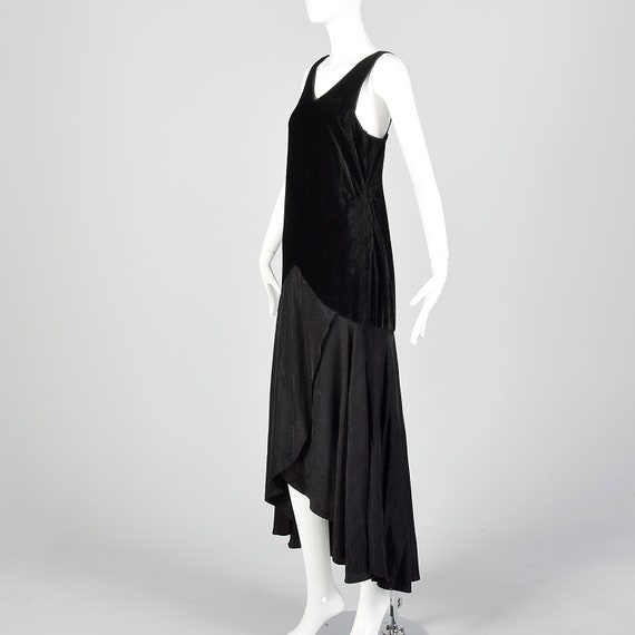 XS 1930s Drop Waist Velvet and Moire Silk Evening… - image 2