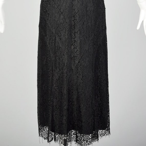 Large 1930s Black Lace Day Dress Floral Pattern S… - image 6