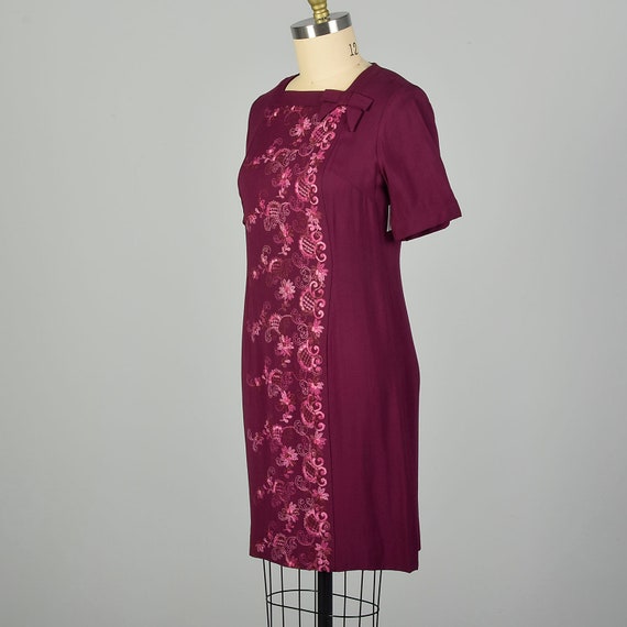 Large 1960s Fuchsia Embroidered Dress - image 2