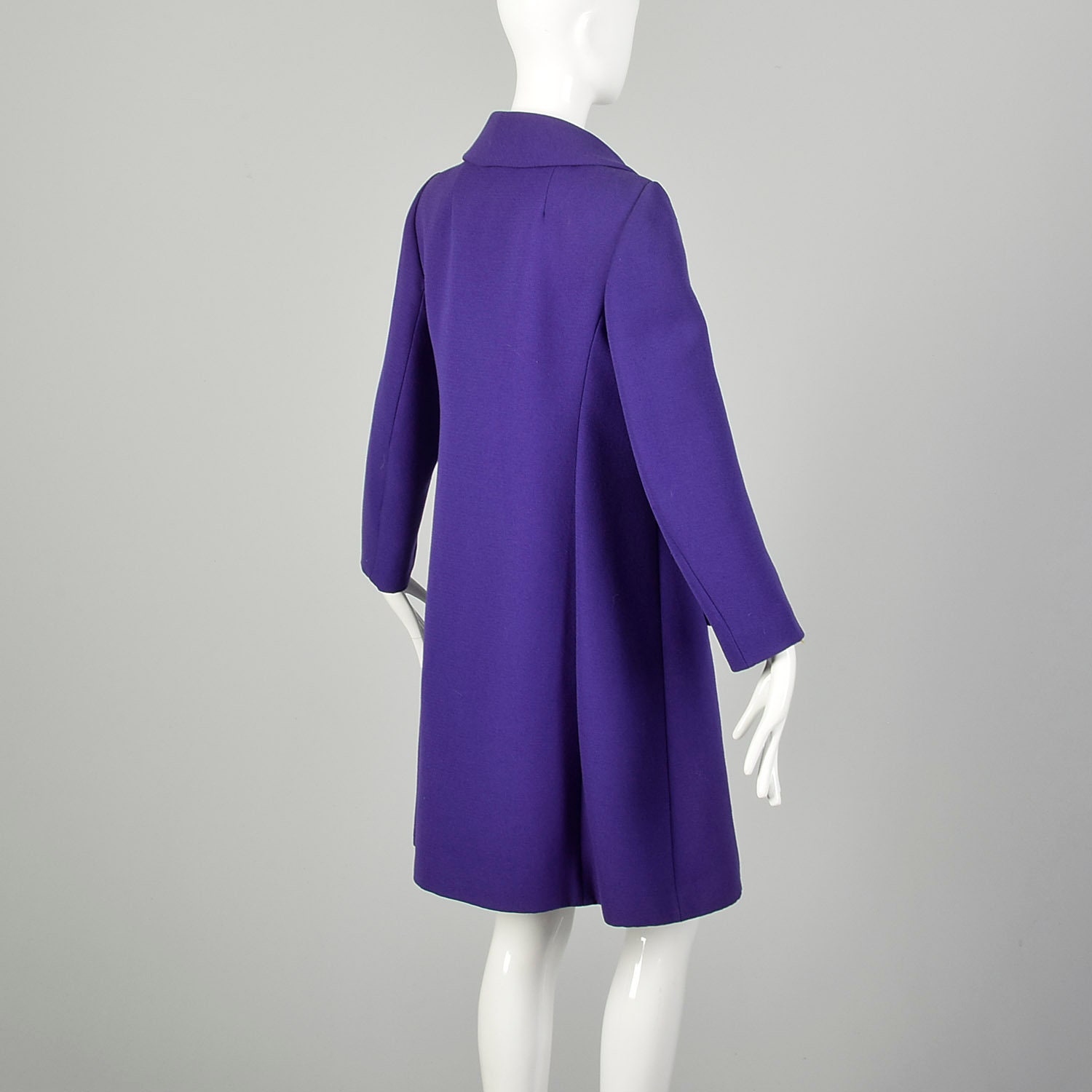 Medium 1960s Coat Aubergine Mod Double Breasted Plum Canvas Autumn Topstitched
