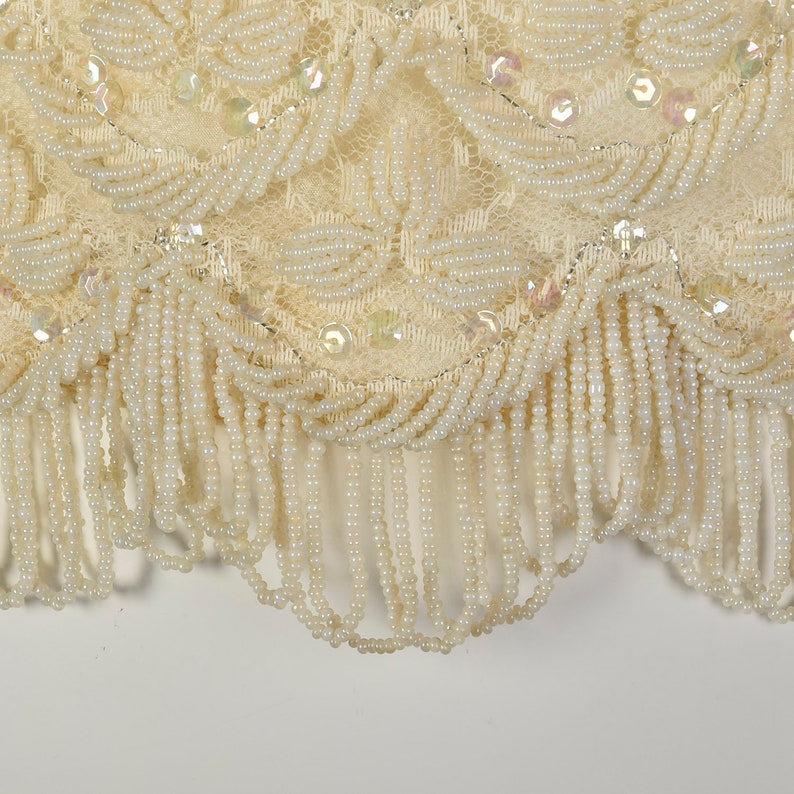 XXS 1960s Beaded Blouse in Ivory Vintage Beaded Top 60s Beaded Blouse Wedding Blouse Extra Small Wedding Top