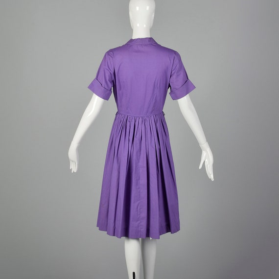 XS 1950s Purple Day Dress Rockabilly Shirtwaist L… - image 3