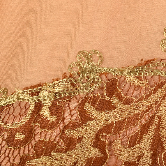 Small 1930s Dress Golden Brown Lace Dress Chiffon… - image 10