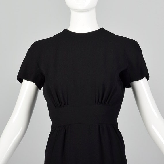 XXS 1960s Little Black Dress Vintage Wool Crepe D… - image 6