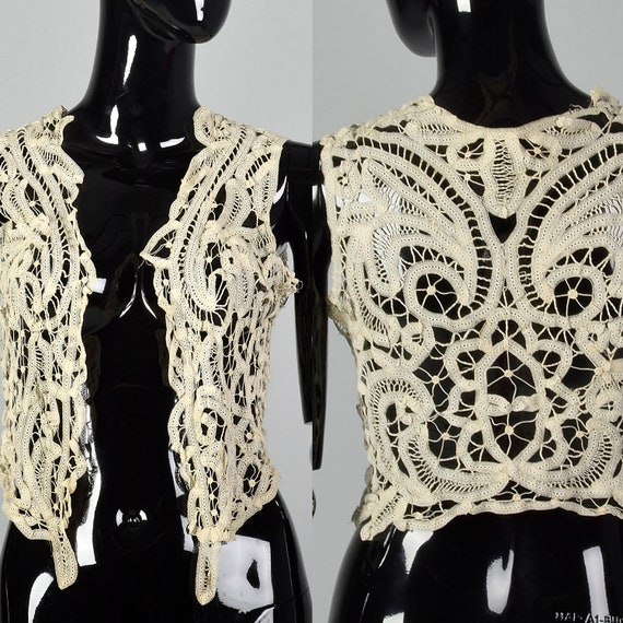 XS Antique Lace Vest Vintage Lace Vest Boho Vest A