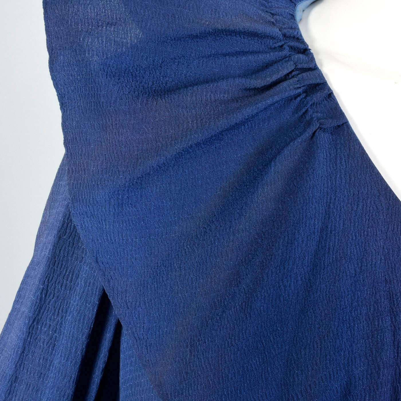 Large 1930s Dress Blue Day Dress Ruffle Neckline Long Sleeves - Etsy