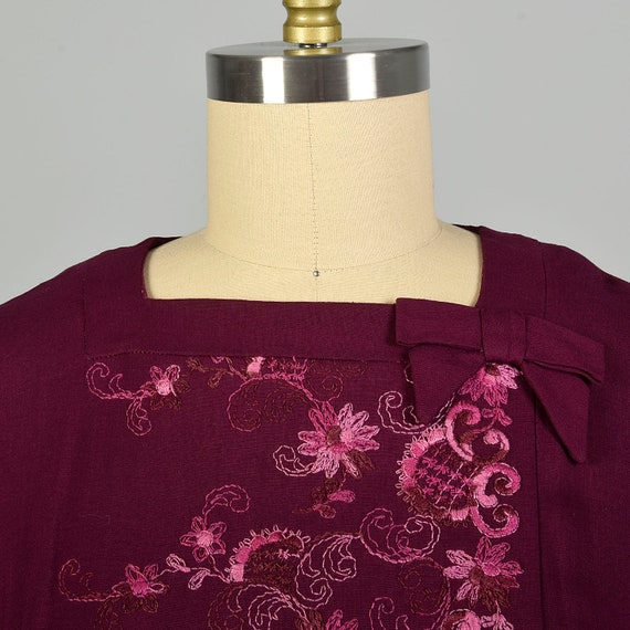 Large 1960s Fuchsia Embroidered Dress - image 6